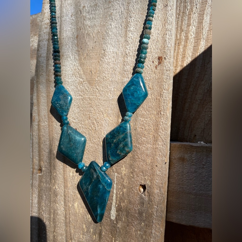 Jay King Teal Apatite Diamond-Shaped Collar Drop 18" Necklace